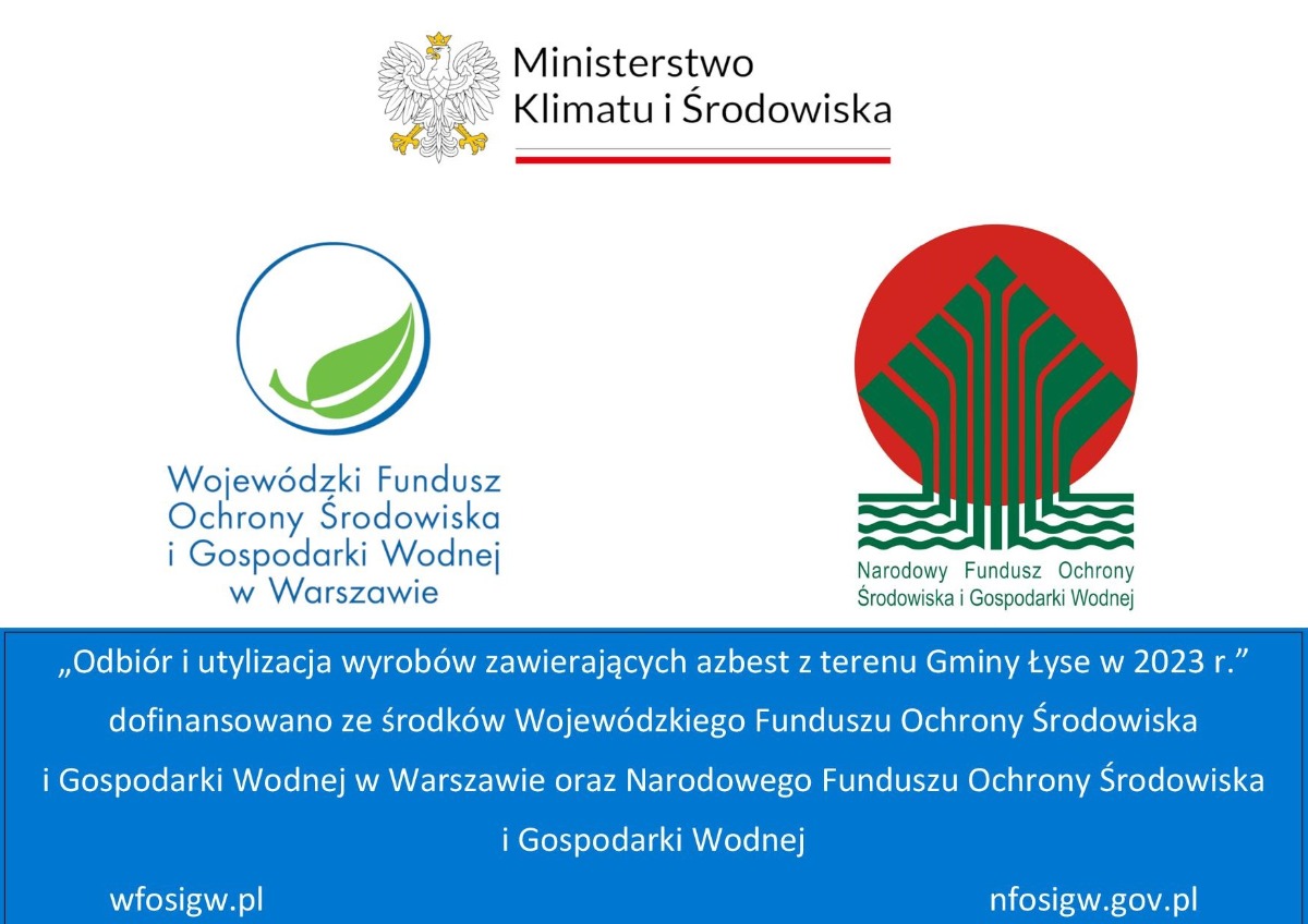 Odbiór i utylizacja wyrobów zawierających azbest z terenu Gminy Łyse w 2023 r.