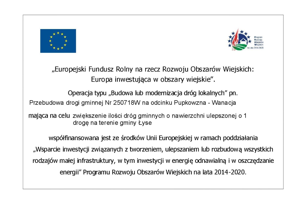 Przebudowa drogi gminnej relacji Pupkowizna–Wanacja ze wsparciem unijnym