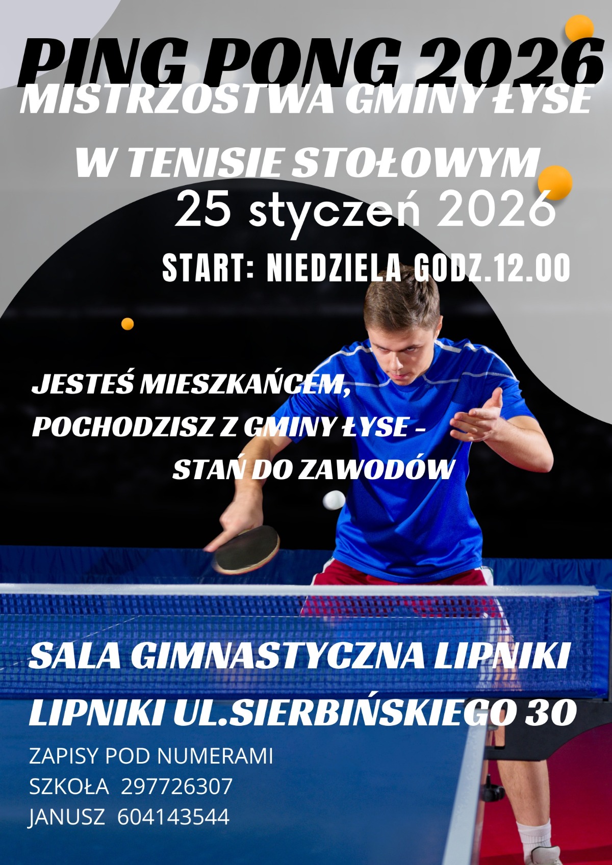 MISTRZOSTWA GMINY ŁYSE W TENISIE STOŁOWYM