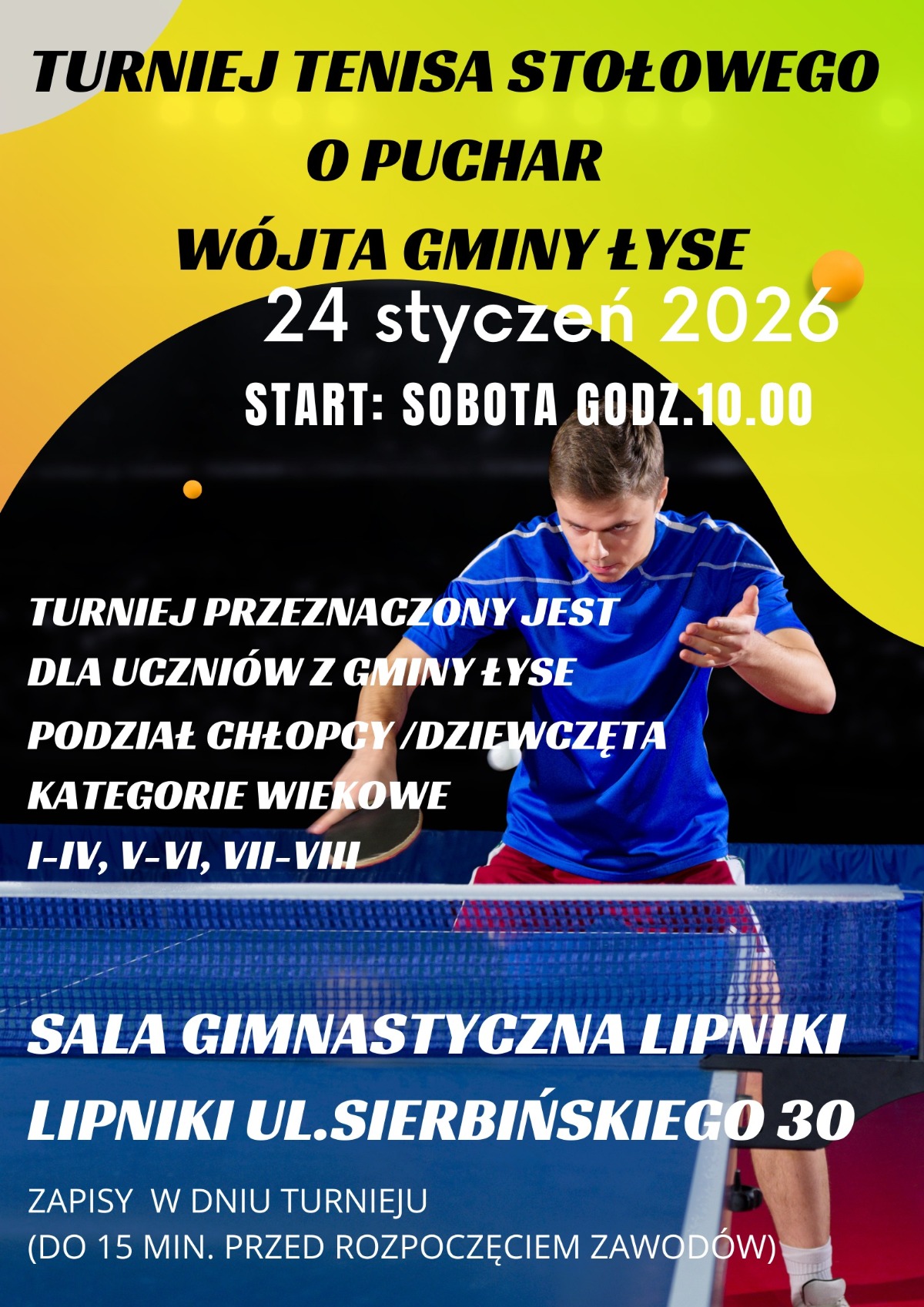 TURNIEJ TENISA STOŁOWEGO O PUCHAR WÓJTA GMINY ŁYSE