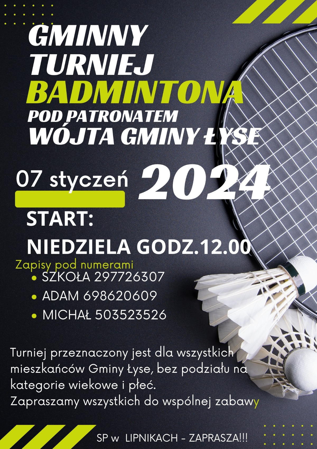 Gminny Turniej Badmintona w Szkole Podstawowej w Lipnikach