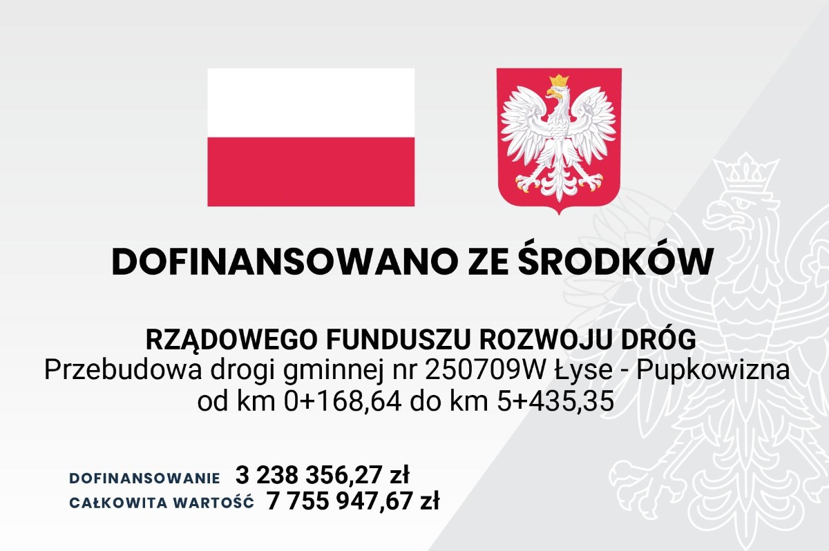 Przebudowa drogi gminnej Łyse-Pupkowizna zakończona